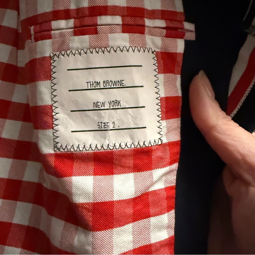 Thom Browne Dark Blue Men's Jacket with Red Accents - Picture 4 of 13